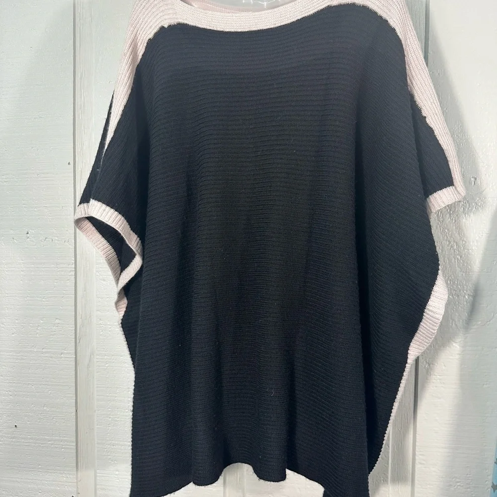 JENNIE LIU Women's Cashmere Blend Rib Knitted Poncho Sweater One Size NW…